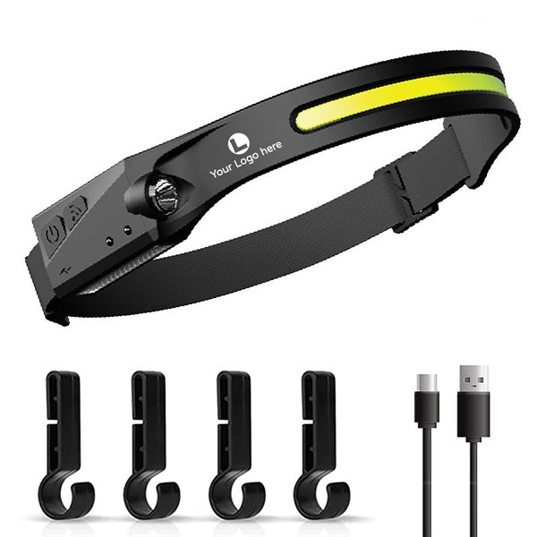 Wide Beam Rechargeable Headlamp with Clip