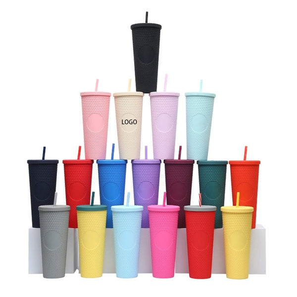 Matte Studded Tumbler with Lid & Straw