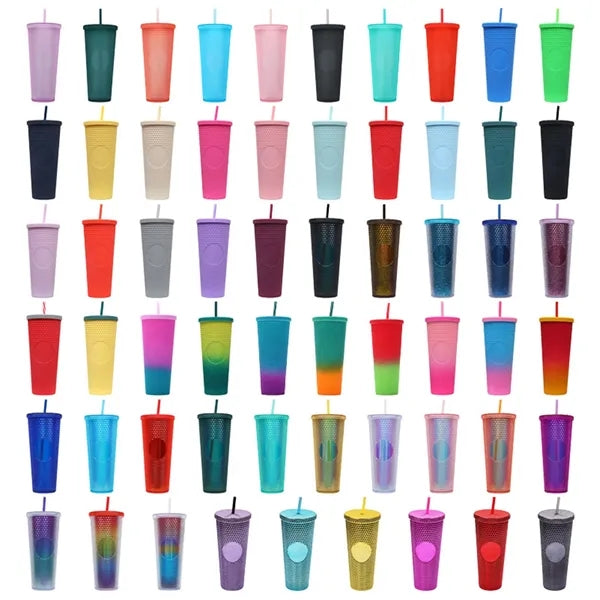 Matte Studded Tumbler with Lid & Straw
