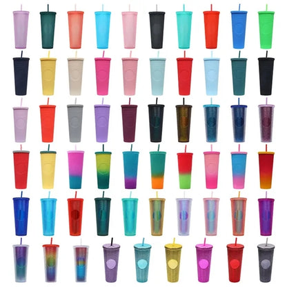 Matte Studded Tumbler with Lid & Straw
