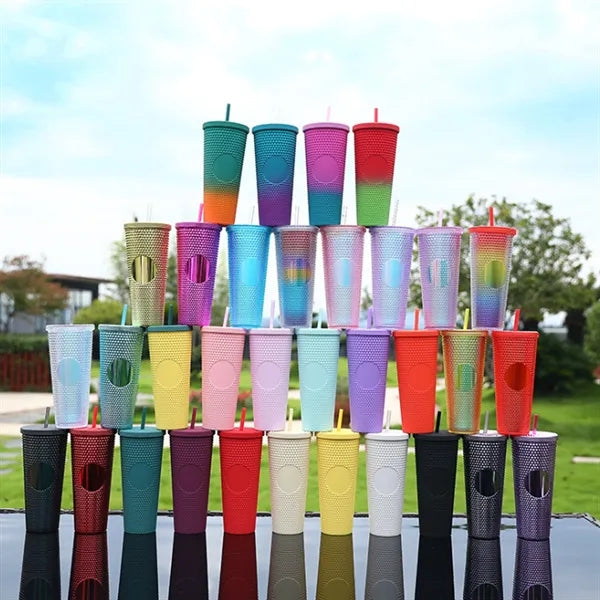 Matte Studded Tumbler with Lid & Straw