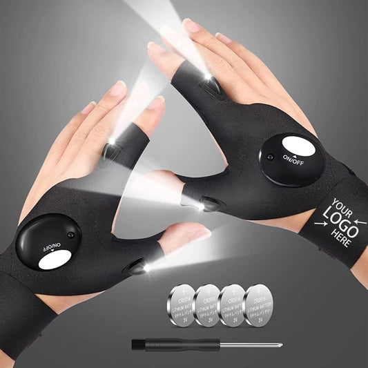 LED Flashlight Finger Gloves Waterproof Light