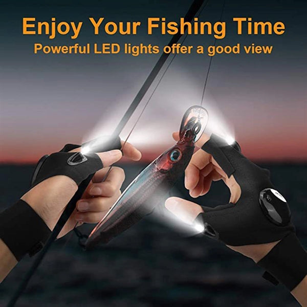LED Flashlight Finger Gloves Waterproof Light