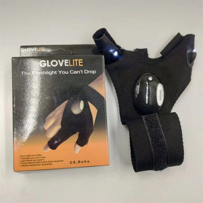 LED Flashlight Finger Gloves Waterproof Light