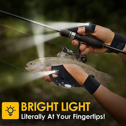 LED Flashlight Finger Gloves Waterproof Light