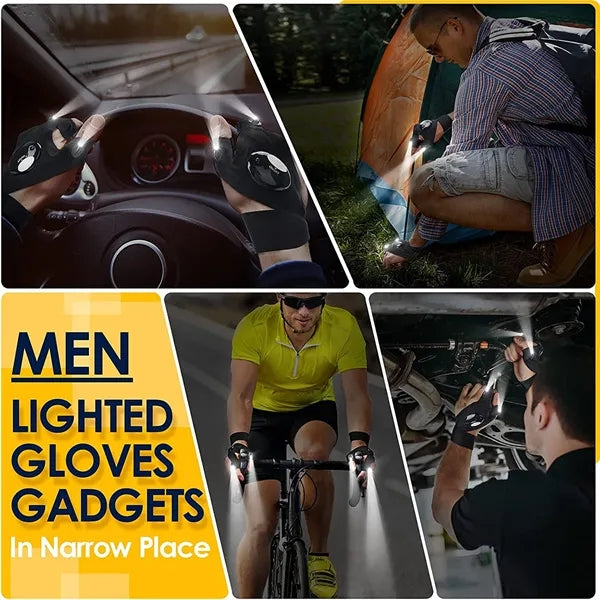 LED Flashlight Finger Gloves Waterproof Light