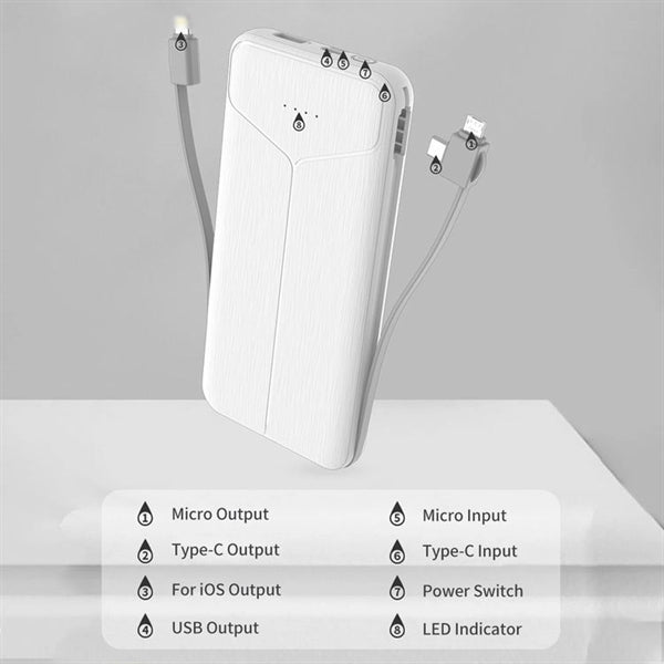 10000 mAh Charger Power Bank with Built in AC Plug