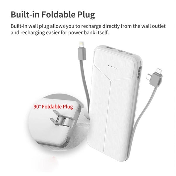 10000 mAh Charger Power Bank with Built in AC Plug