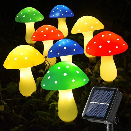 Set of 8 Colored Solar Mushroom Lights