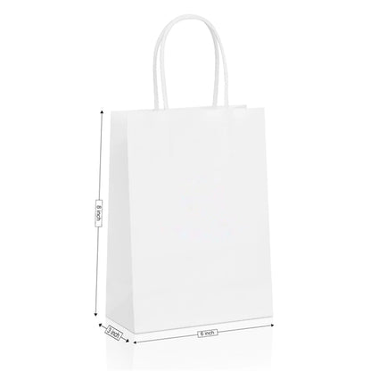 WHITE KRAFT SHOPPING BAG (6" X 3" X 8") SMALL