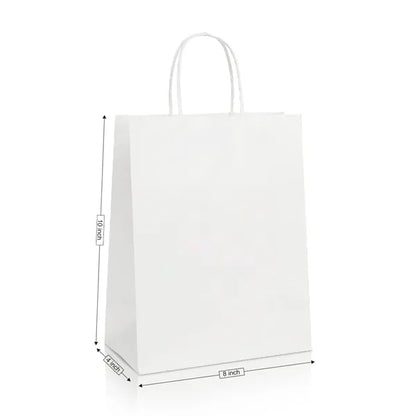 WHITE KRAFT SHOPPING BAG (8" X 4" X 10") MEDIUM