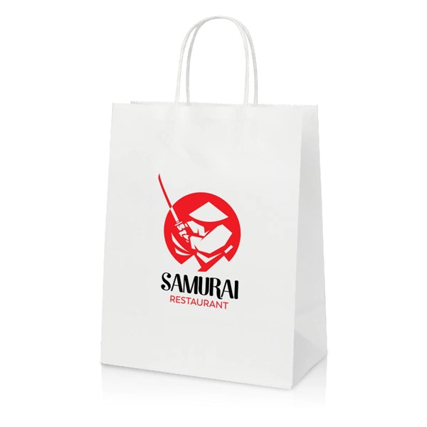 WHITE KRAFT SHOPPING BAG (10" X 4.5" X 12.5") LARGE