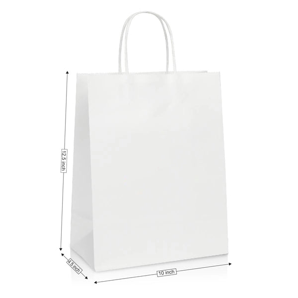 WHITE KRAFT SHOPPING BAG (10" X 4.5" X 12.5") LARGE
