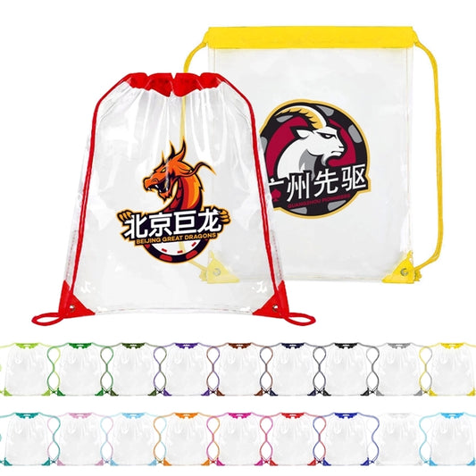 CLEAR DRAWSTRING CINCH PACK BACKPACK - 14" X 17"