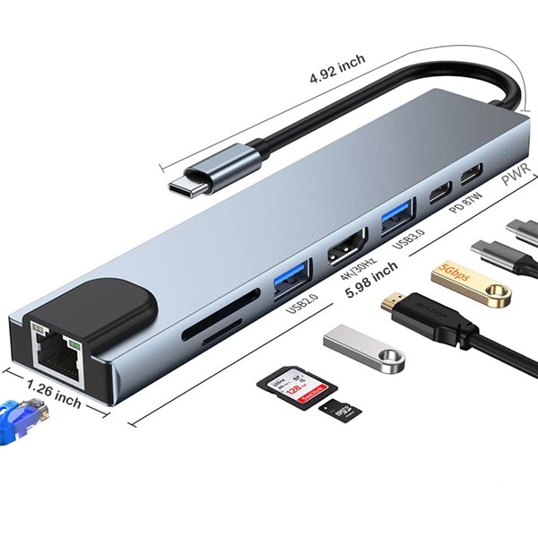 8 in 1 USB Type C HUB Adapter