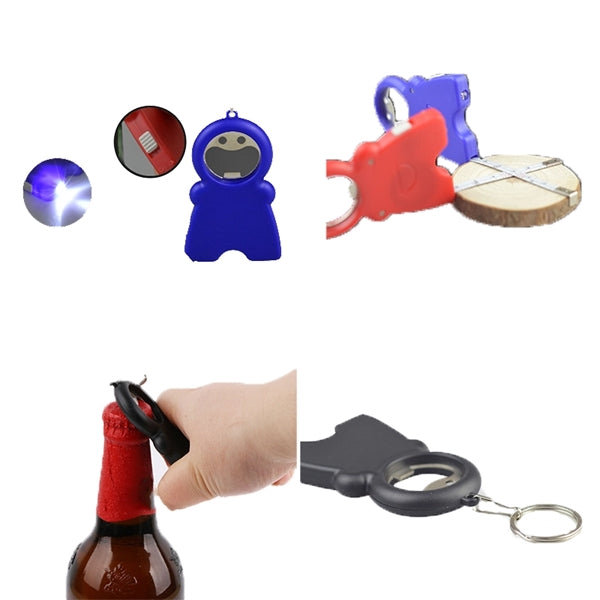 4 in 1 Tape Measure Bottle Opener LED Light with Key Chain