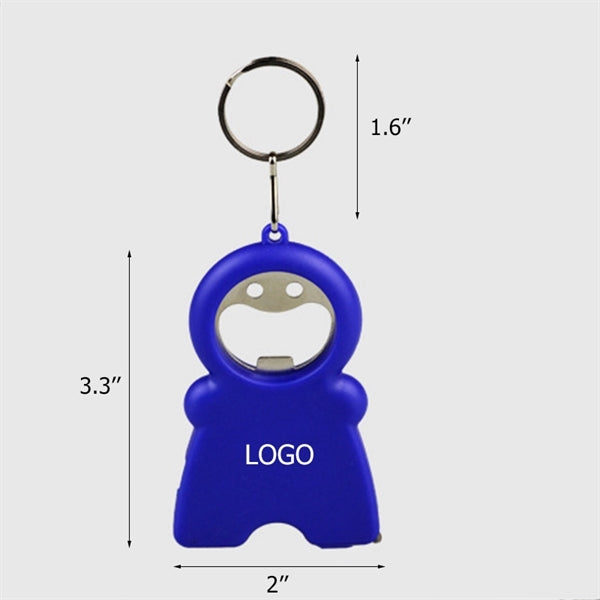 4 in 1 Tape Measure Bottle Opener LED Light with Key Chain