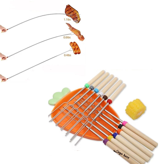 Telescopic Wooden Handle Roasting Stick