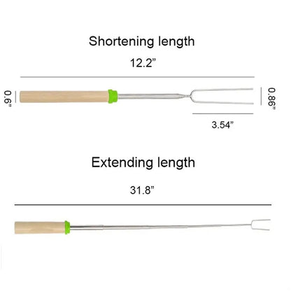 Extendable Roasting Sticks With Wooden Handle