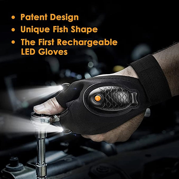 Rechargeable LED Flashlight Gloves
