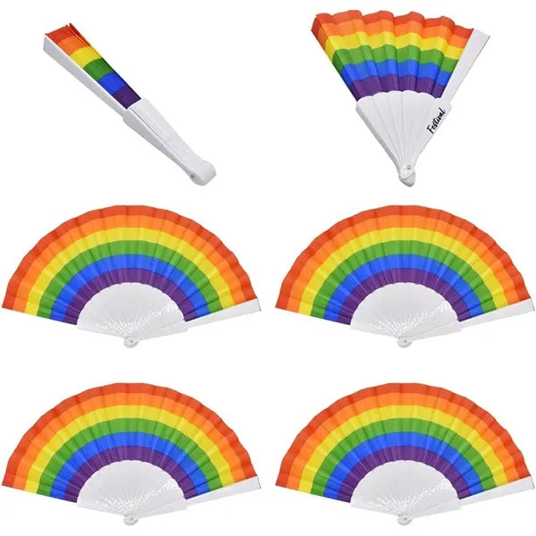 Rainbow Plastic Folding Fan