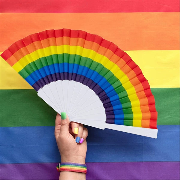 Rainbow Plastic Folding Fan