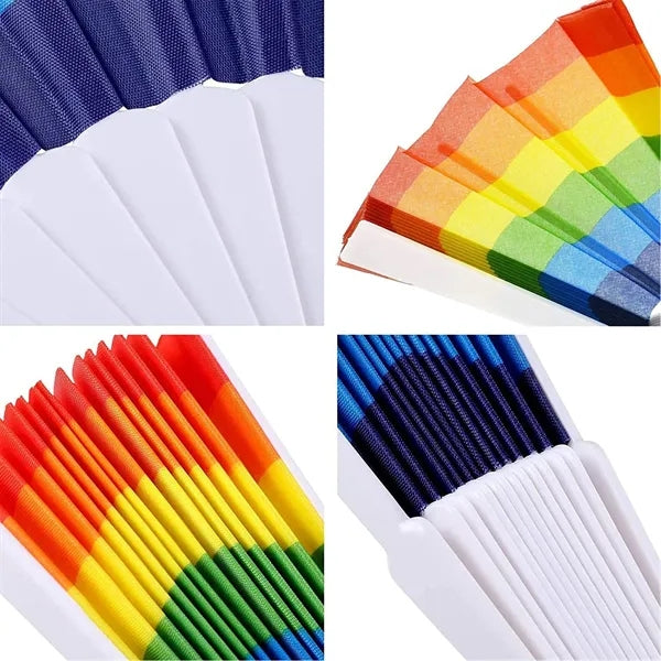 Rainbow Plastic Folding Fan