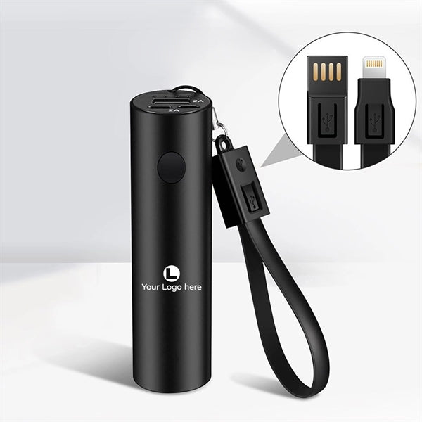 2-in-1 Power Bank with Flashlight and Cable