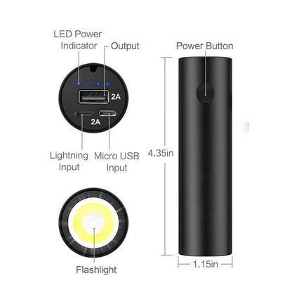 2-in-1 Power Bank with Flashlight and Cable