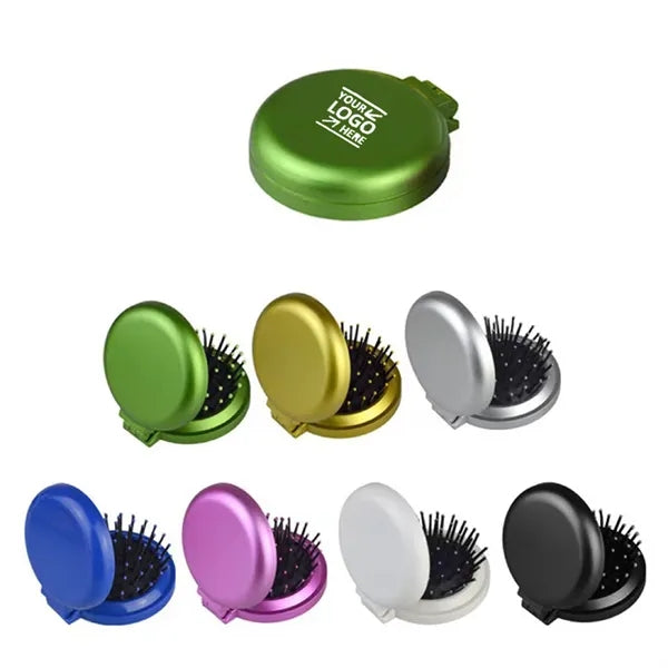 Foliding Mini Pocket Hair Comb With Mirror