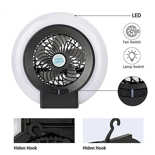 Rechargeable Camping Hanging Fan with LED Lights