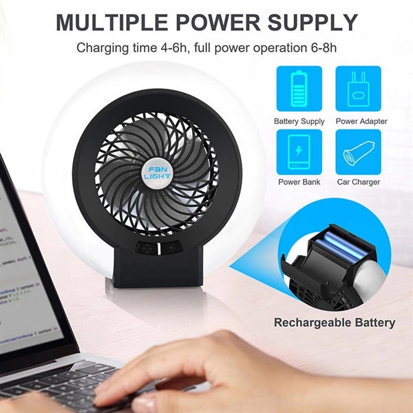 Rechargeable Camping Hanging Fan with LED Lights