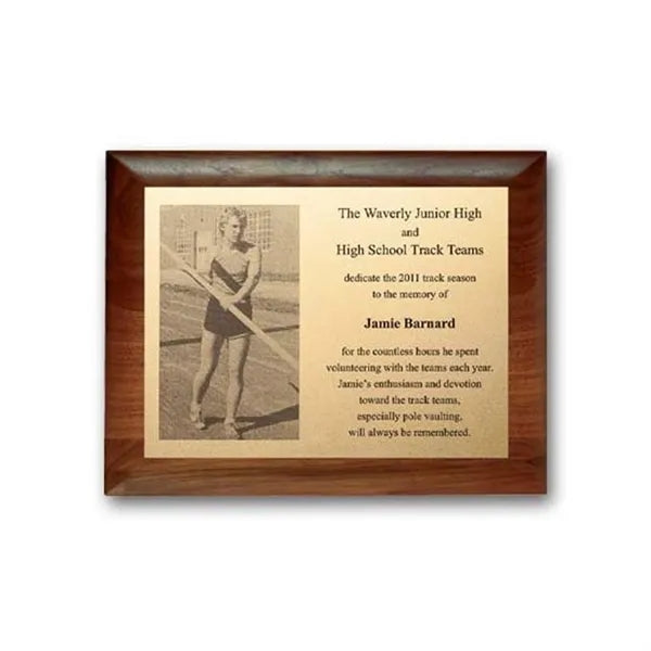 Metal Photo Plaq - Walnut Rolled Edge