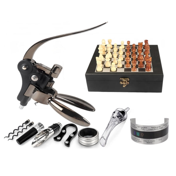 Custom Wooden Box Wine Accessories With Chess Set