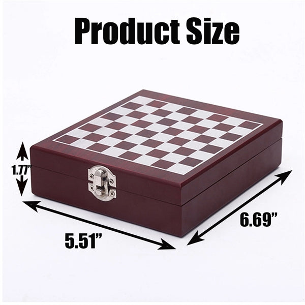 Black Wooden Box Wine Accessories With Chess Set