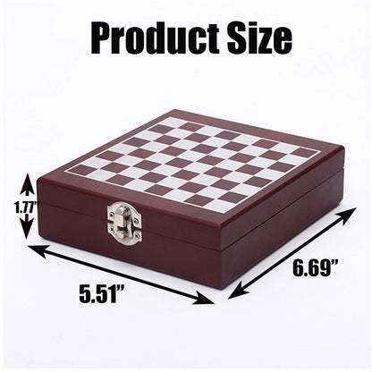 Black Wooden Box Wine Accessories With Chess Set