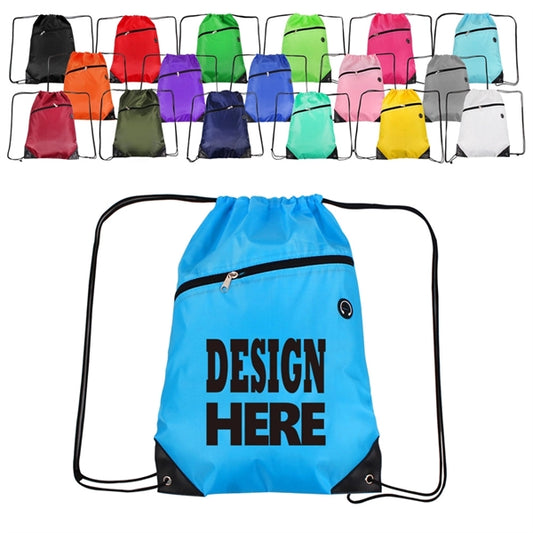 210D Polyester Drawstring Backpack with Zipper