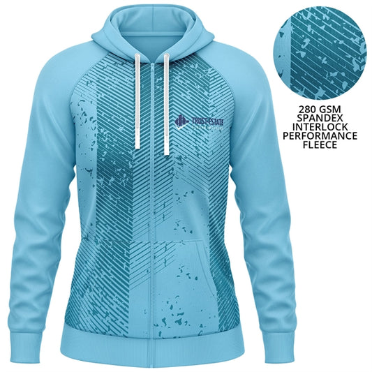 Women's 280 GSM Spandex Interlock Fleece  Zipper Hoodie