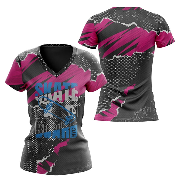 Women's 160 GSM Birdseye Mesh V-Neck Short Sleeve T-Shirt