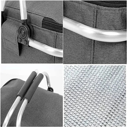 Portable Picnic Basket Insulated Cooler Grocery Bag