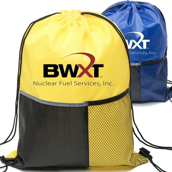Premium Drawstring Backpack w/ Slip & Mesh Pocket (13"x17")