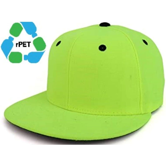 Structured 6 Panel rPET Recycled 100%Polyester Flat Bill Cap
