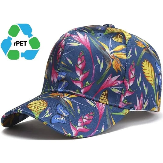 6 Panel rPET Recycled 100%Polyester Sublimation Baseball Cap