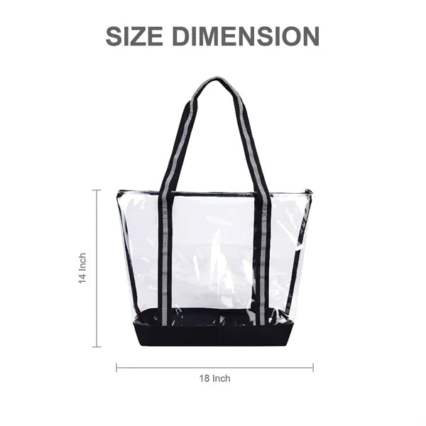 25C TPU 600D Polyester Clear Tote Bag w/ Handles & Zipper