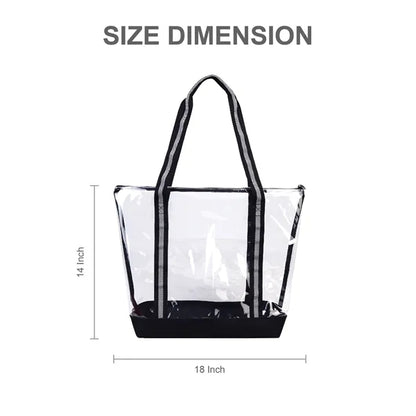 25C TPU 600D Polyester Clear Tote Bag w/ Handles & Zipper