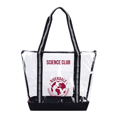 25C TPU 600D Polyester Clear Tote Bag w/ Handles & Zipper