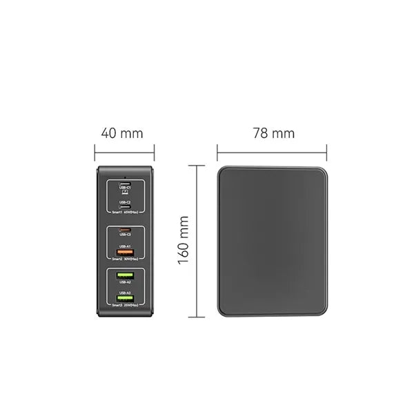 120W 6-Port Fast USB C Charging Station