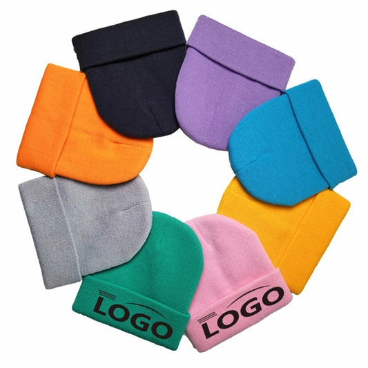 Patch Knit Beanie With Cuff