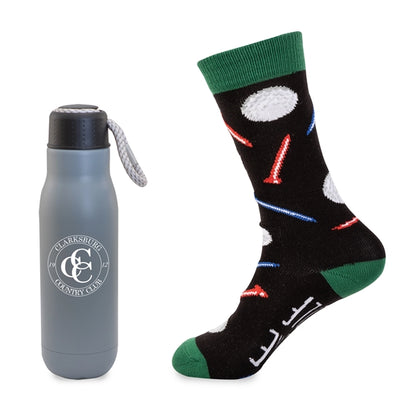 Less Work, More Golf Gift Set - 16oz Insulated Bottle & Sock
