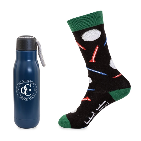 Less Work, More Golf Gift Set - 16oz Insulated Bottle & Sock